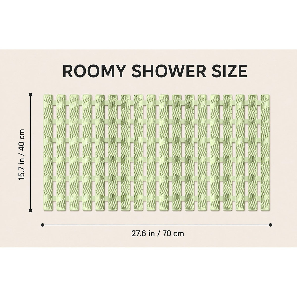 Slatted Nonslip Shower Mat Quick Drain Bath Mat 15.7 x 27.6 Inches