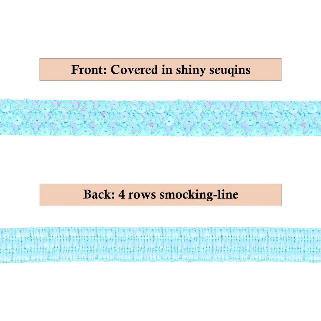 Sewing Sequin Trim 0.9 Inch 4 Row, 25 Yards Glitter Sequin Ribbon Metallic Stretch Bling Strip DIY Craft Decoration