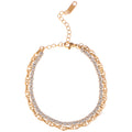 Dual Chain Rhinestone Fashion Bracelet with Gold Tone Finish