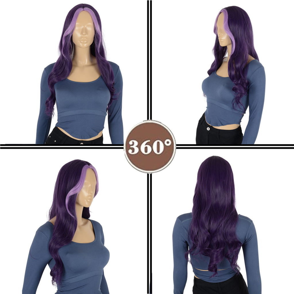 Long Wavy Wigs 27 Inch Middle Part Curly Wig for Daily Party Use