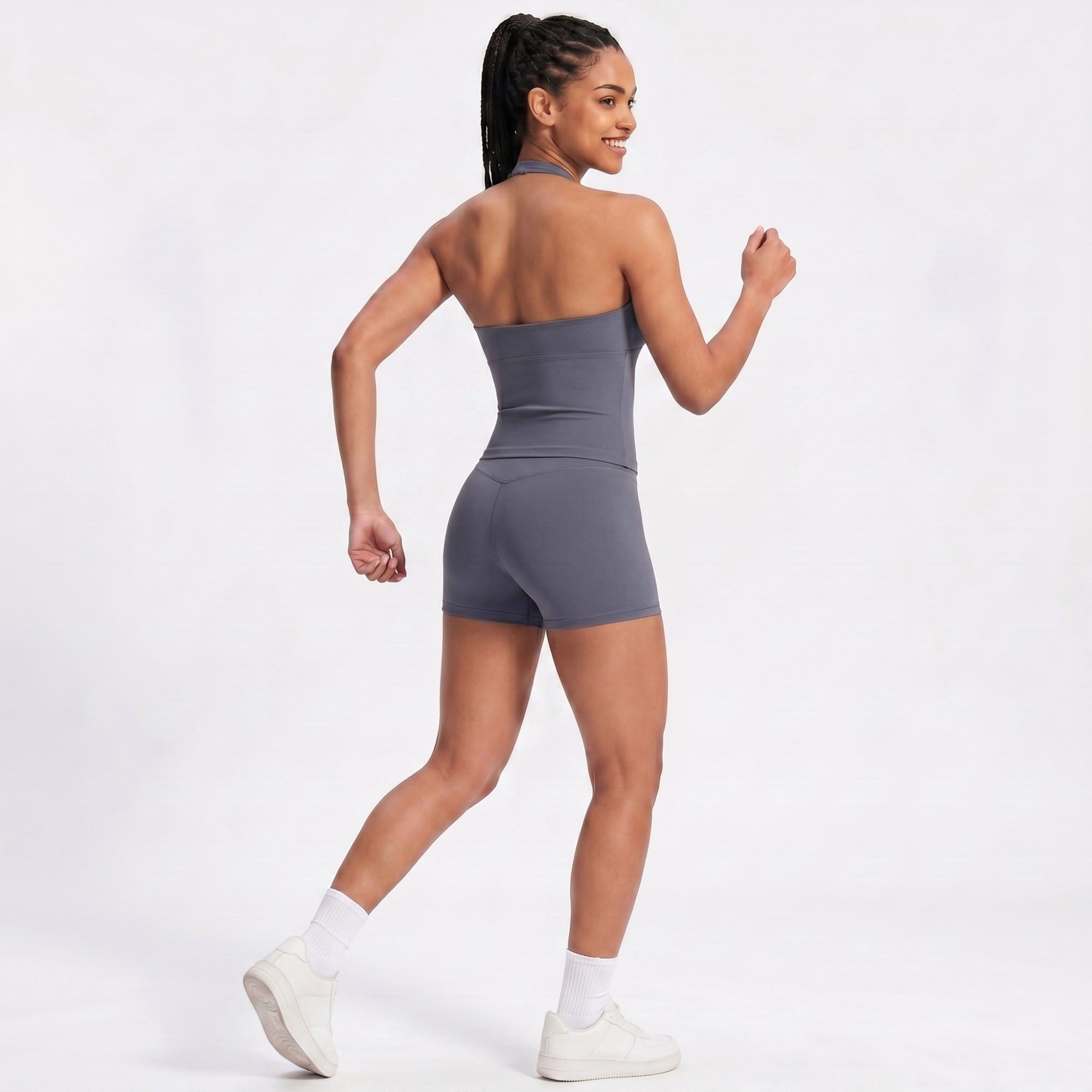 Padded Halter Wrap Front Longline Sports Bra Tank Top Workout Yoga Crop Top