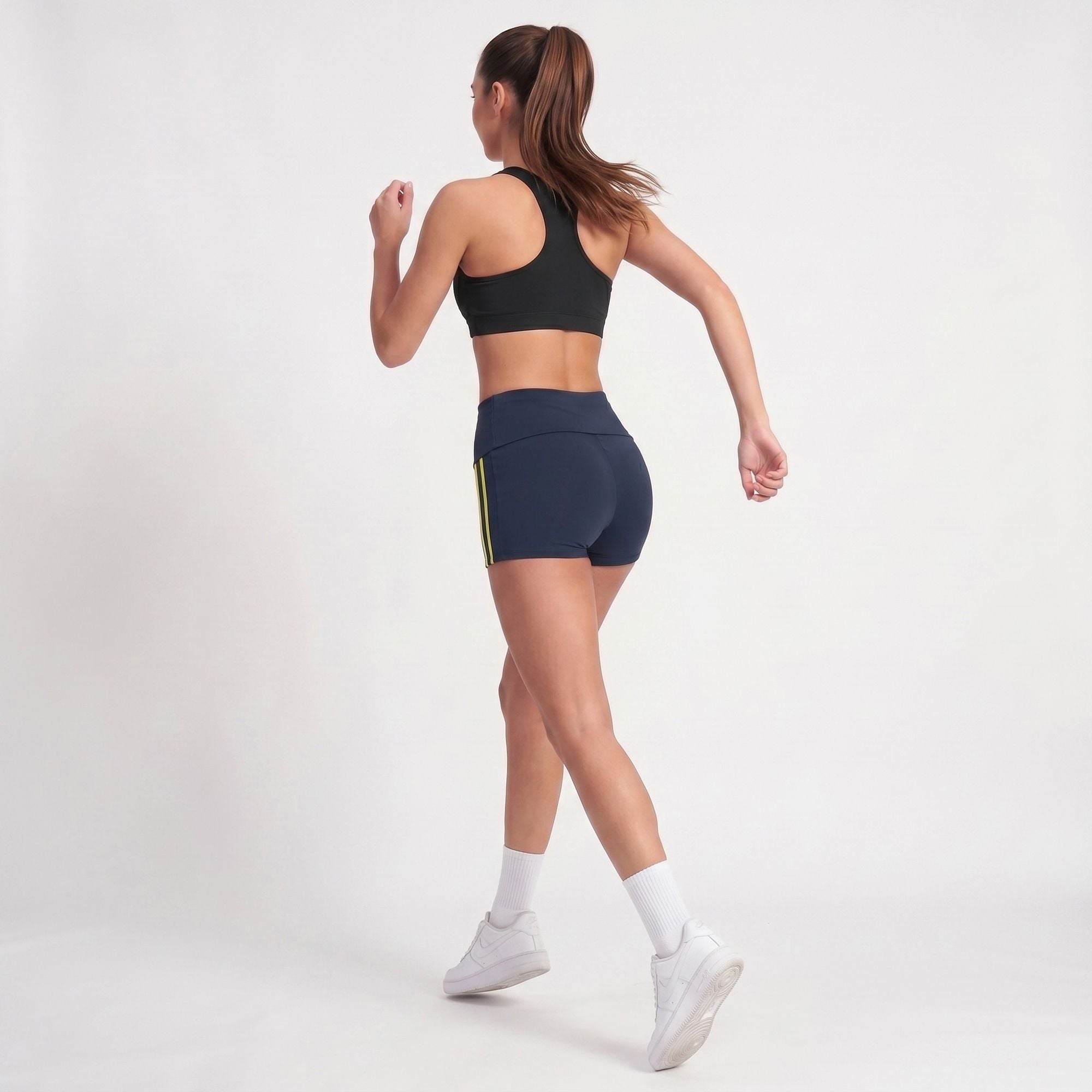 High Waisted Side Stripe Yoga Shorts Butt Lifting Workout Shorts