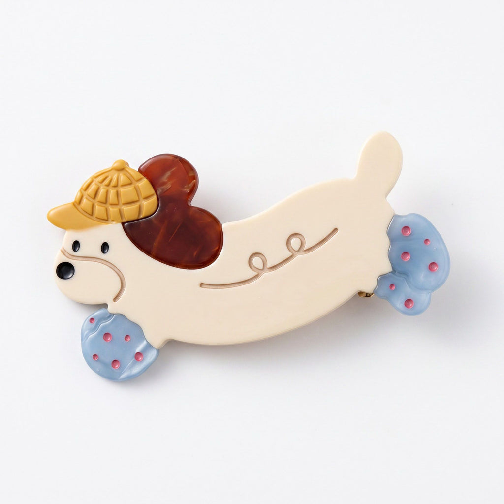 3pc Dachshund Dog Hair Clip Set Colorful Acetate Barrettes