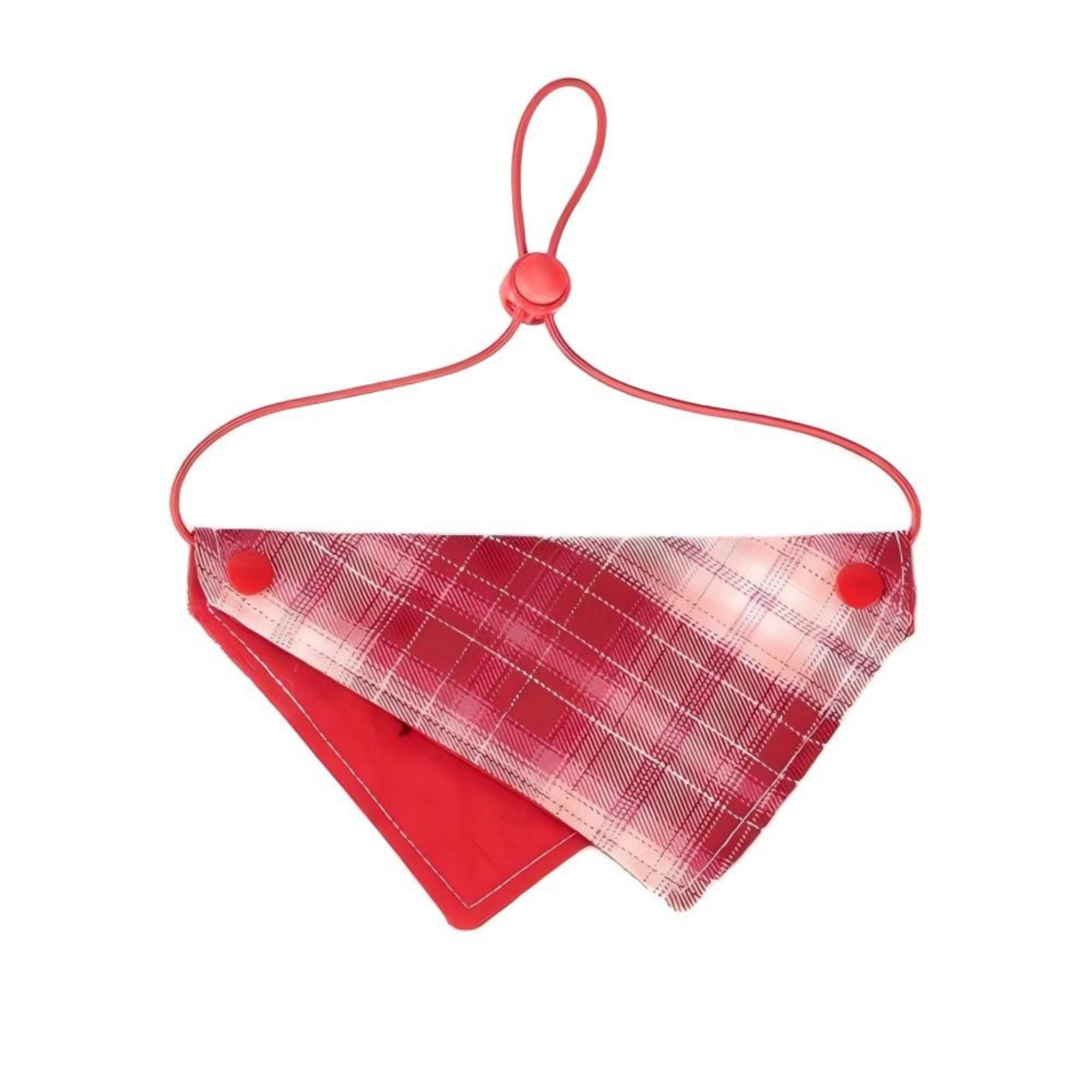 Pet Bandana Collar Soft Adjustable Double Layer Plaid Scarf with Button Closure for Cats and Dogs