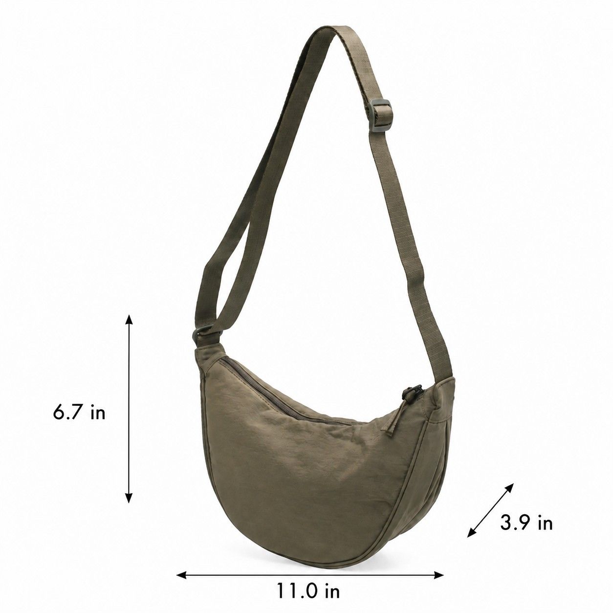 Nylon Crescent Crossbody Bag with Adjustable Strap Lightweight Casual Shoulder Bag