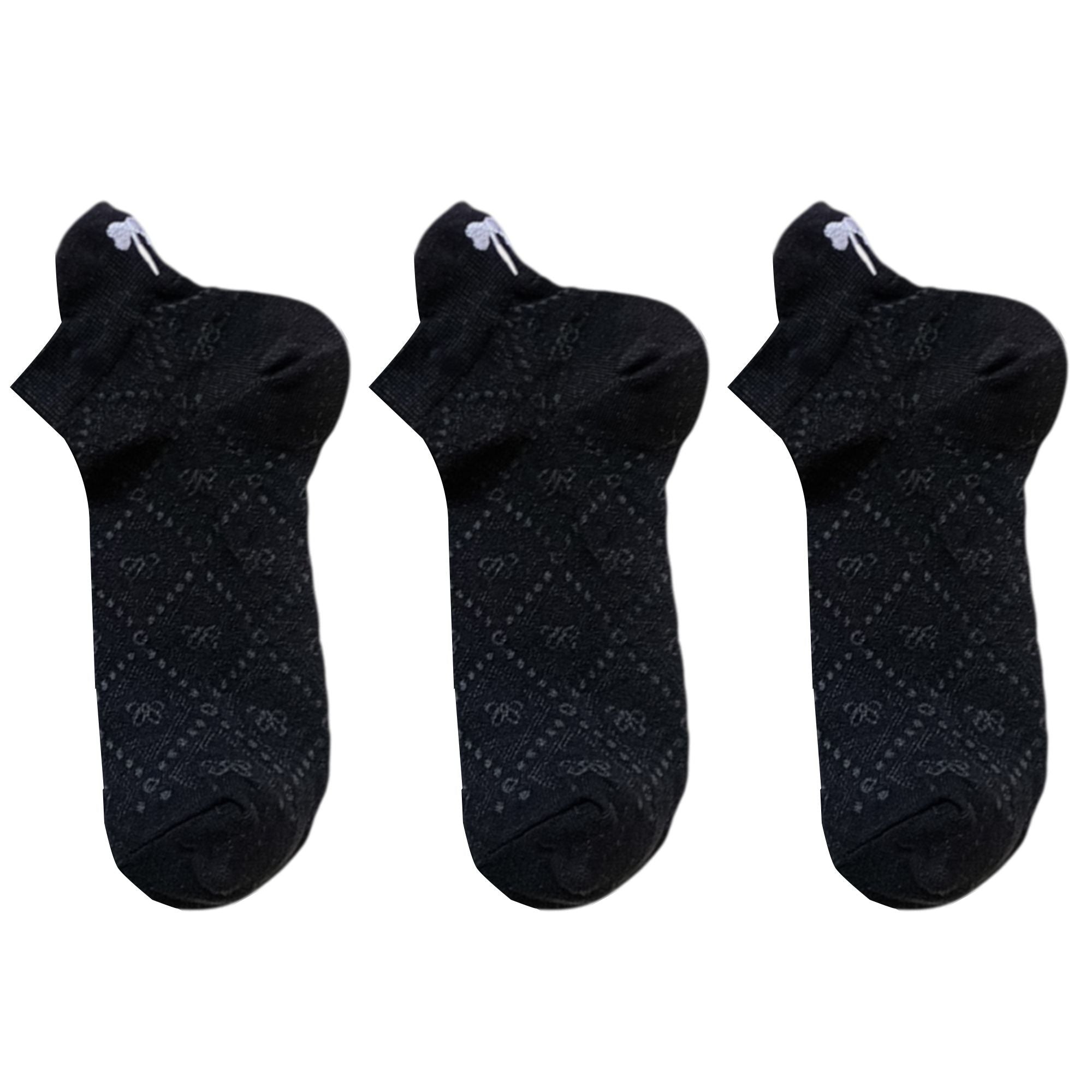 Anna-Kaci Women's 3-Pack Cotton Ankle Socks with Bow Knit Pattern Soft Breathable Low-Cut Design