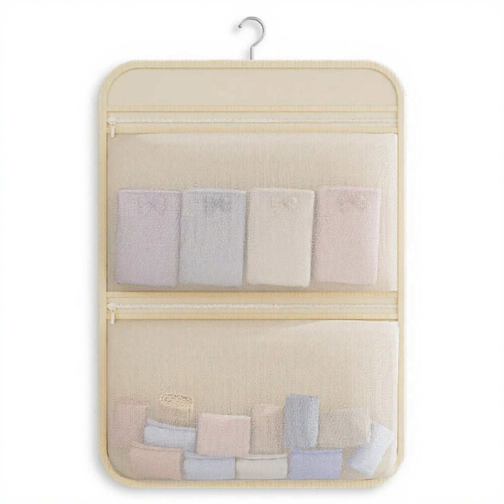 Anna-Kaci 2pcs Women's Hanging Organizer with Dual Zippered Compartments Space-Saving Storage Design for Closets Bathrooms