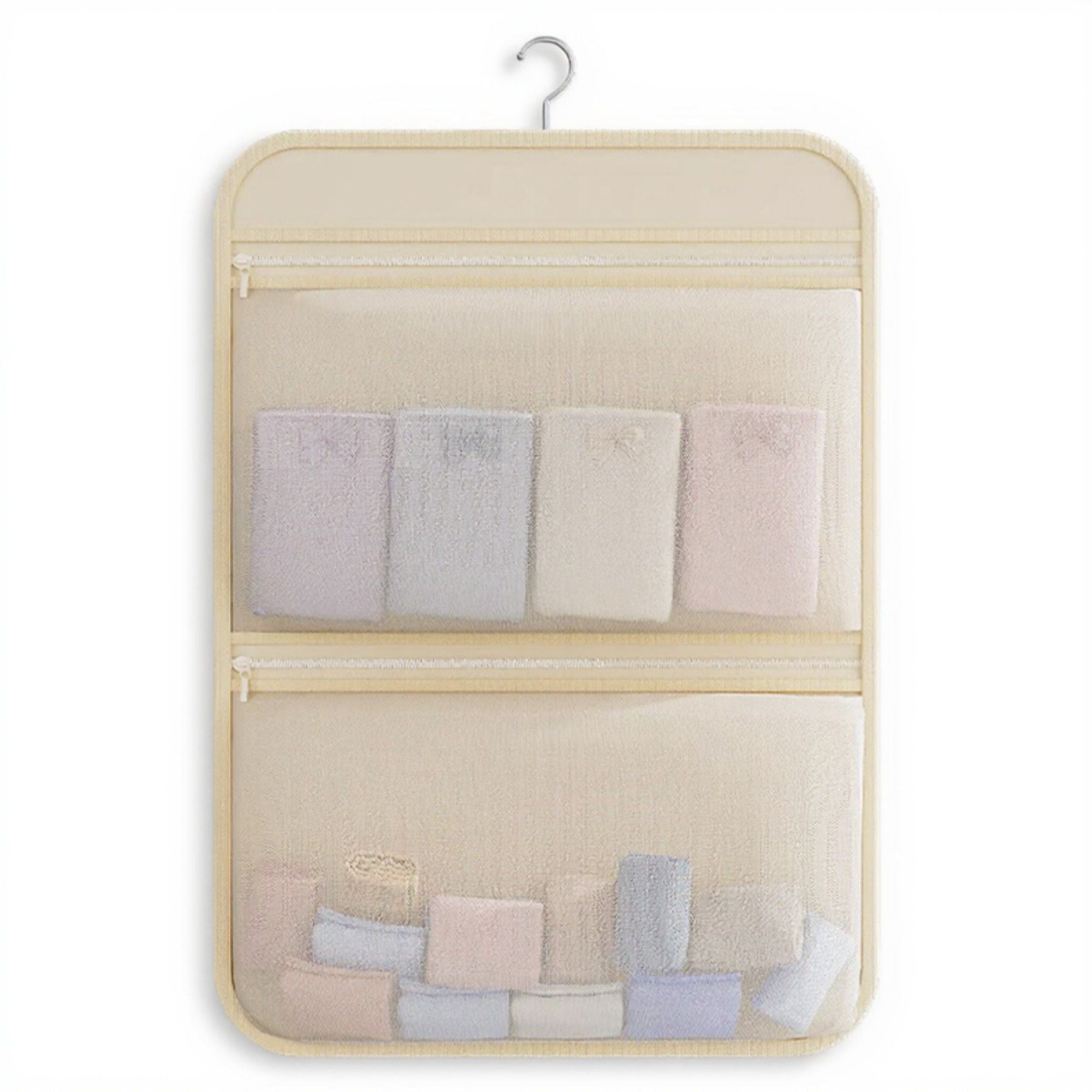 Anna-Kaci 2pcs Women's Hanging Organizer with Dual Zippered Compartments Space-Saving Storage Design for Closets Bathrooms