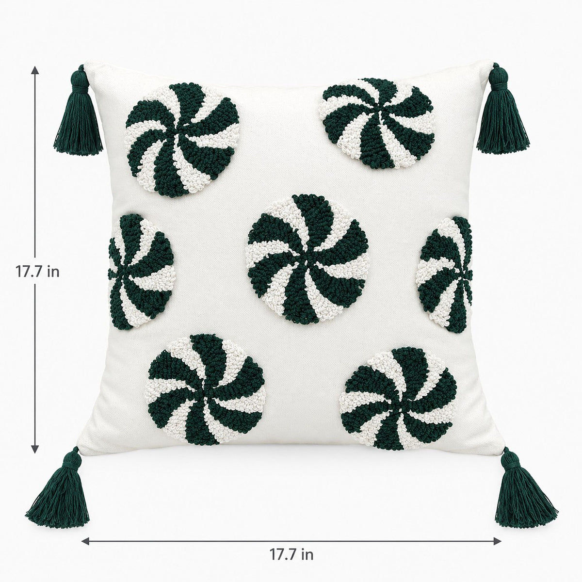 Christmas Peppermint Tufted Tassel Throw Pillow Cover