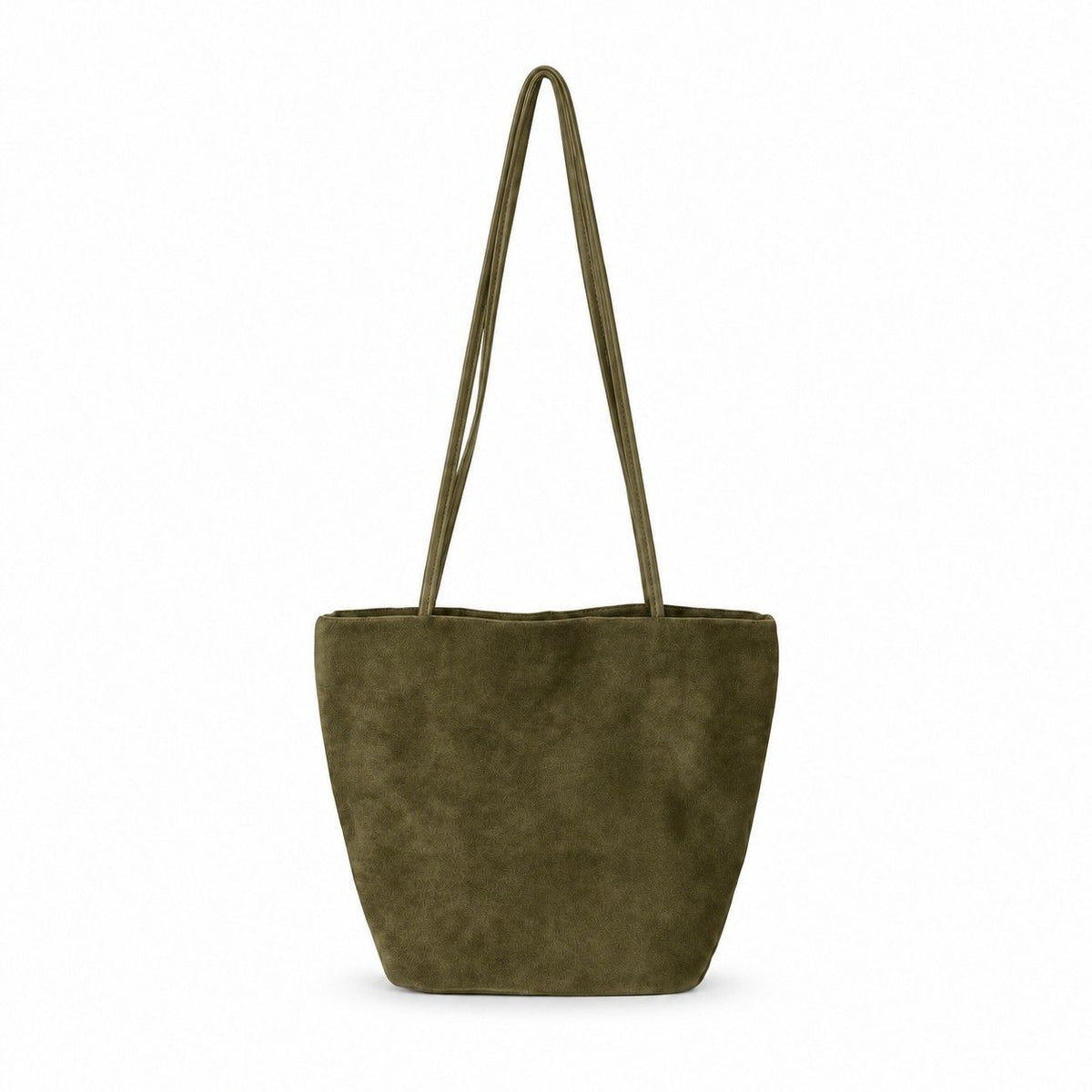 Faux Suede Tote Bag with Double Shoulder Handles Magnetic Closure and Interior Pockets