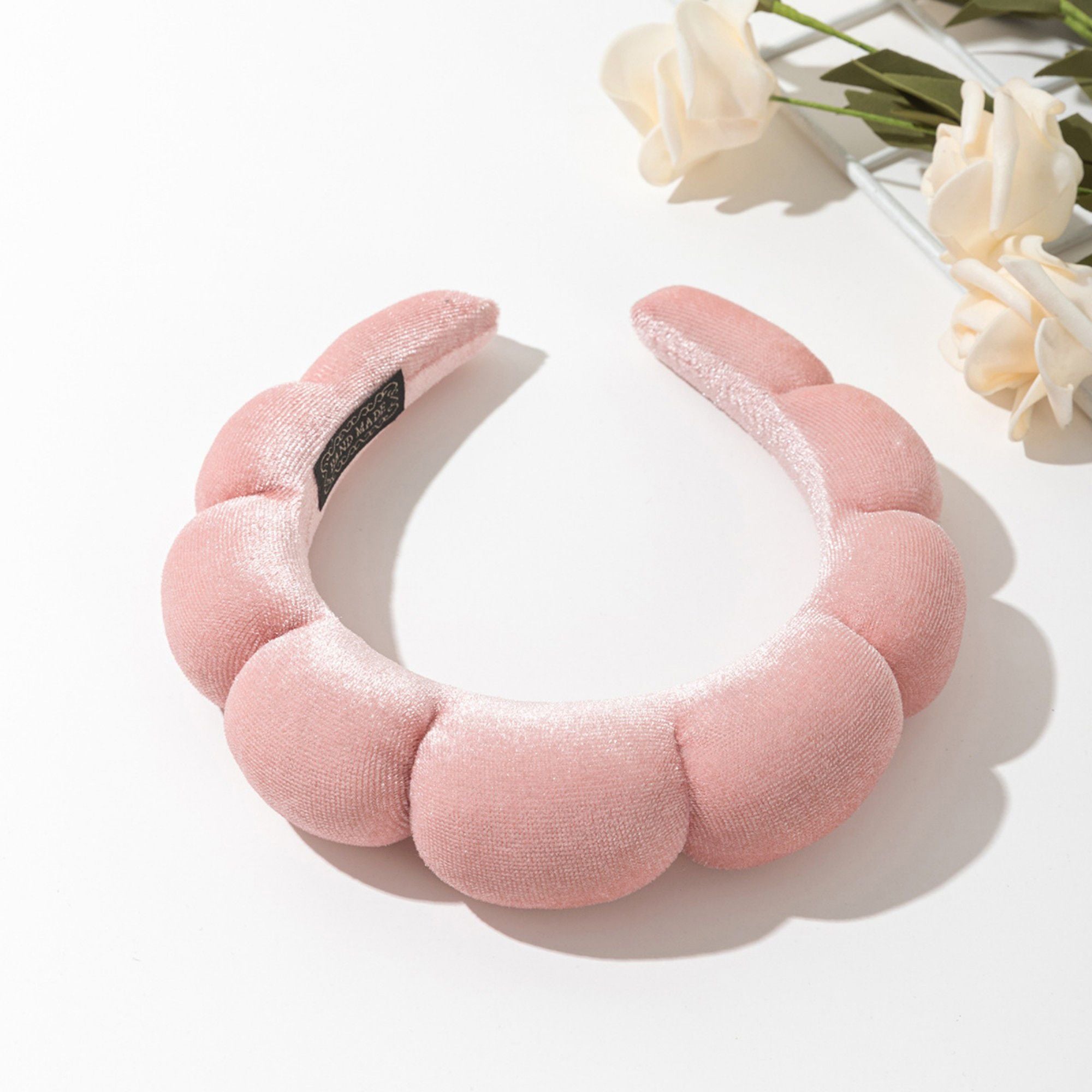 Padded Velvet Headband with Rounded Bubble Design and Soft Cushioned Texture