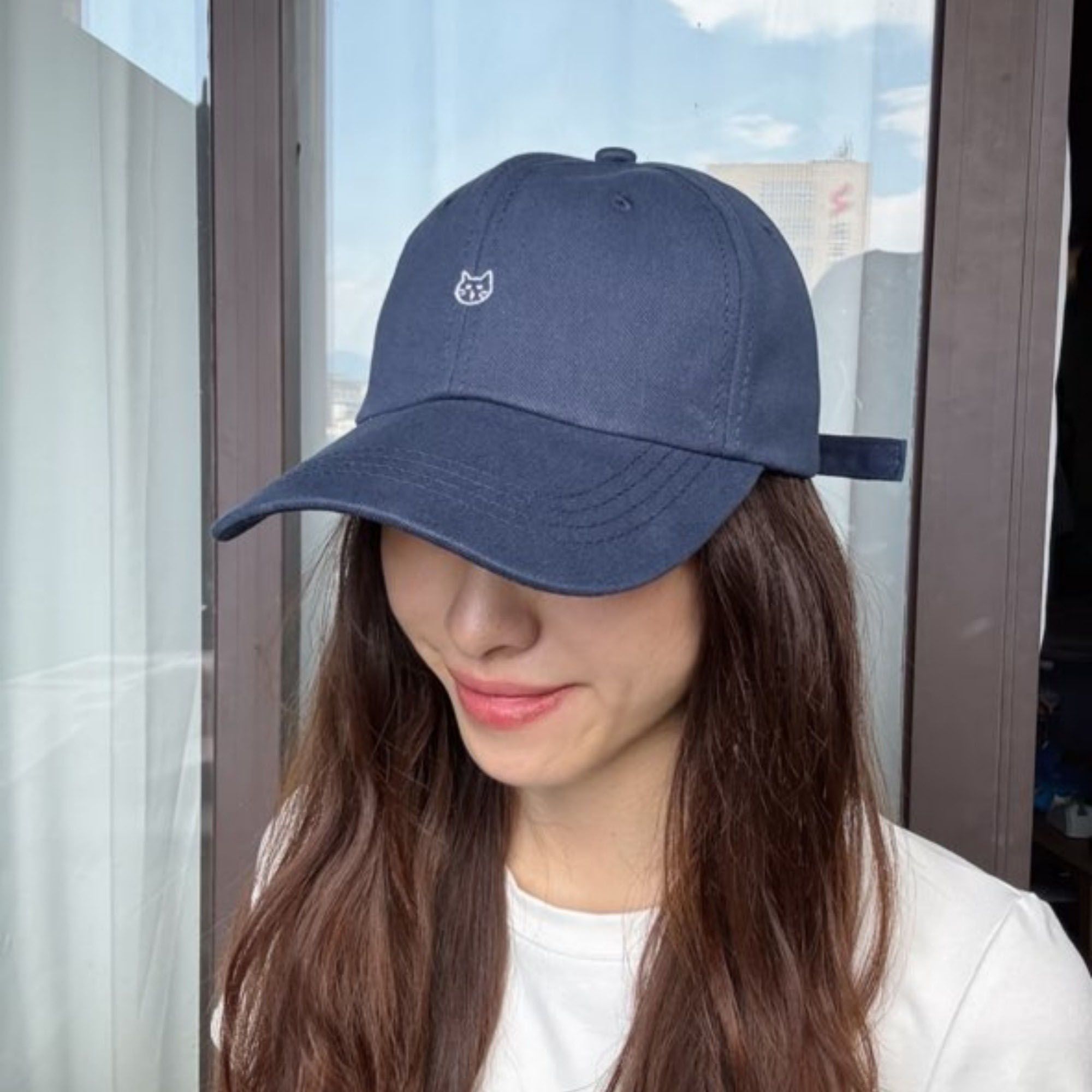 Anna-Kaci Women's Embroidered Cat Face Baseball Cap with Curved Brim and Adjustable Strap