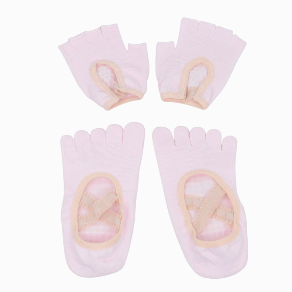 Anna-Kaci Women's Yoga Socks and Gloves Set with Anti-Slip Grip for Pilates and Barre Workouts