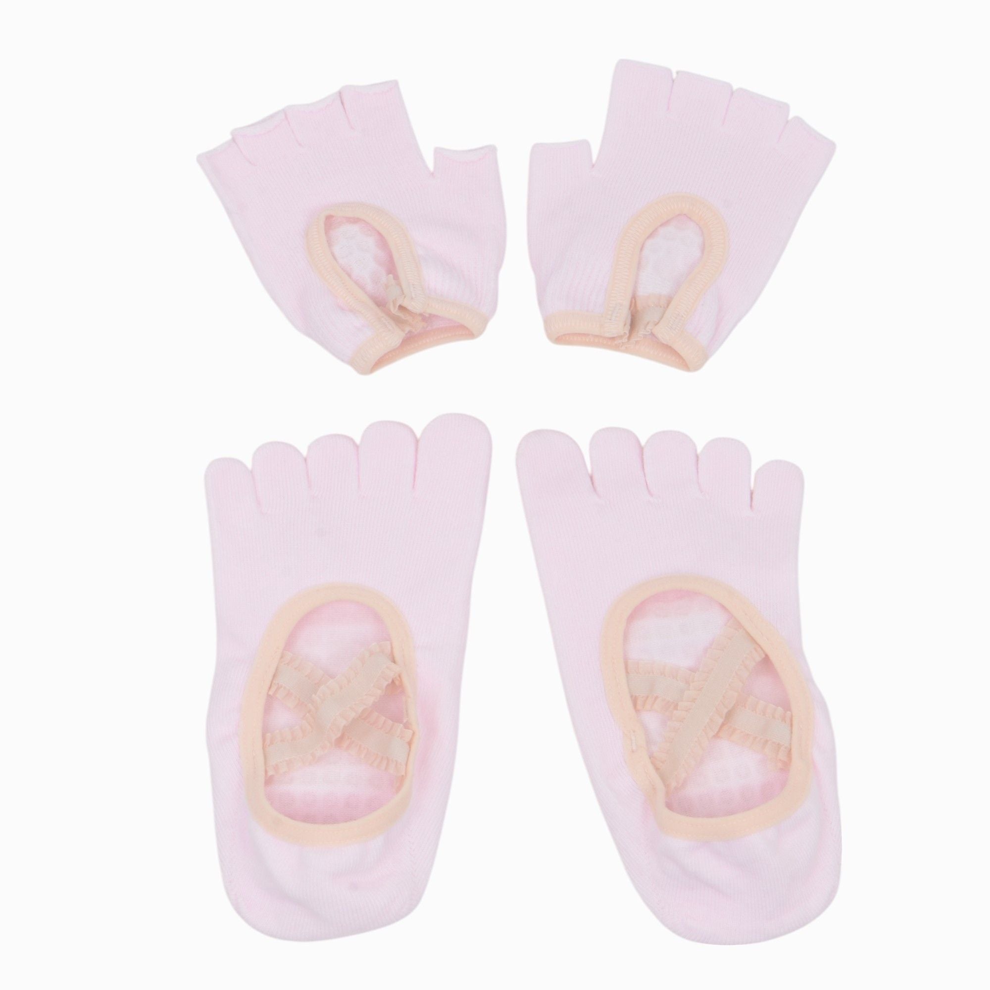 Anna-Kaci Women's Yoga Socks and Gloves Set with Anti-Slip Grip for Pilates and Barre Workouts