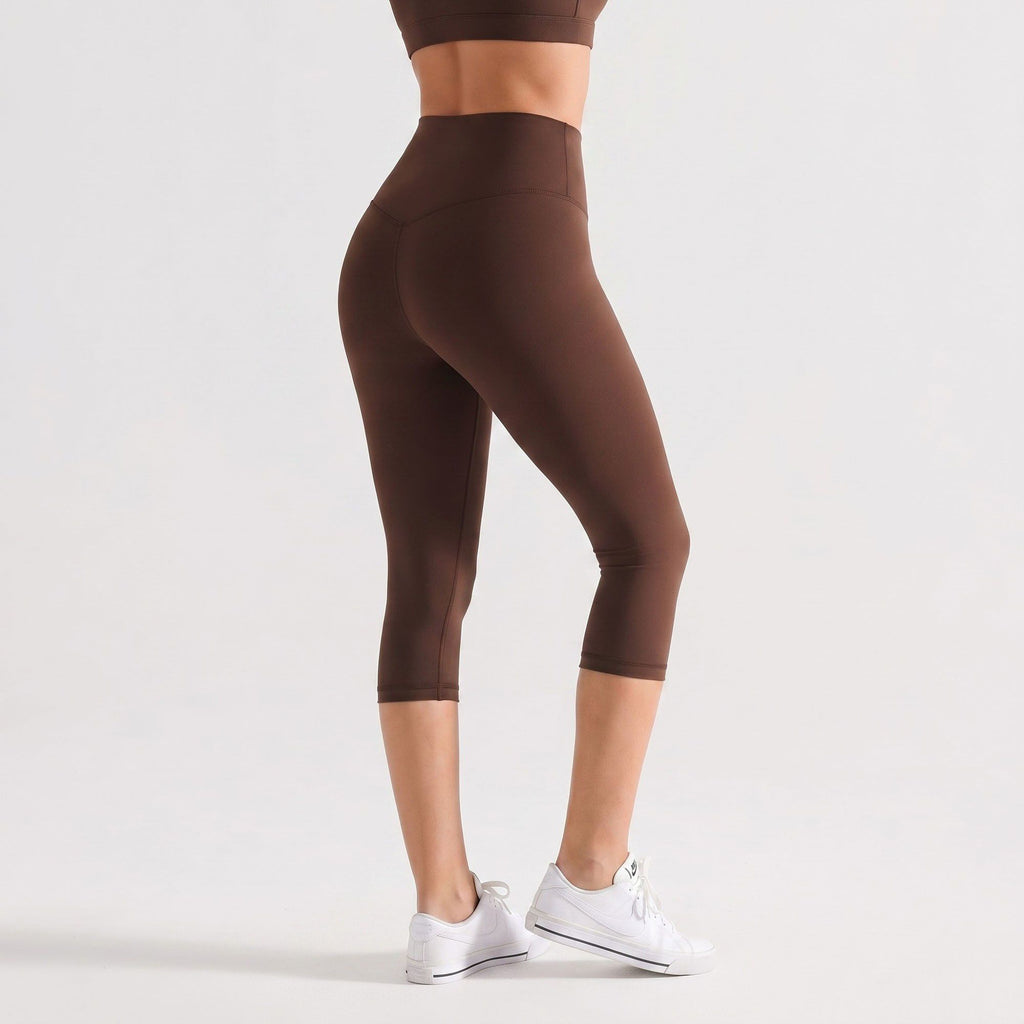 High Waist Capri Leggings with Wide Waistband Smooth Stretch Pull On Workout Yoga Pants