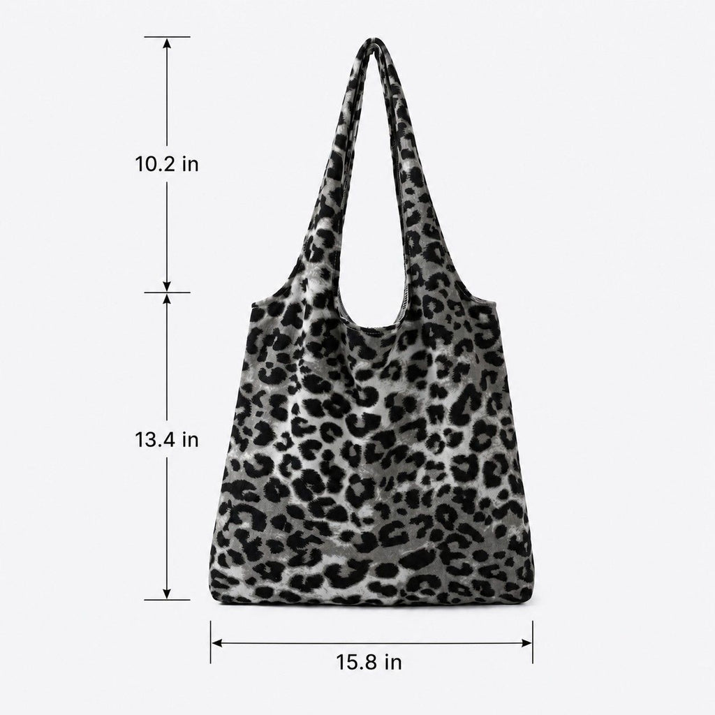 Leopard Print Slouchy Shoulder Tote Bag Soft Lightweight Large Capacity Everyday Carryall