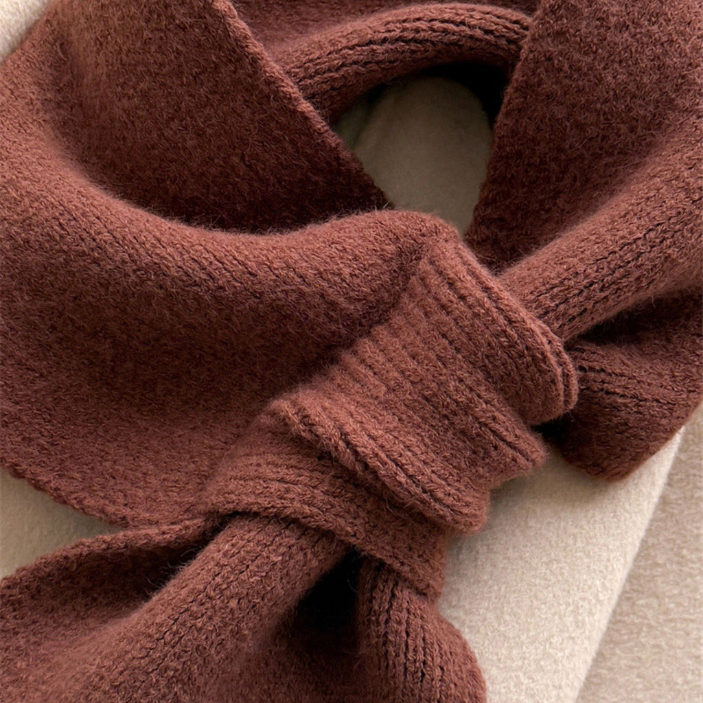 Anna-Kaci Women's Soft Knit Scarf with Pull-Through Loop Design, Cozy Textured Fabric and Easy Draped Styling for Everyday Wear 29.5x7in