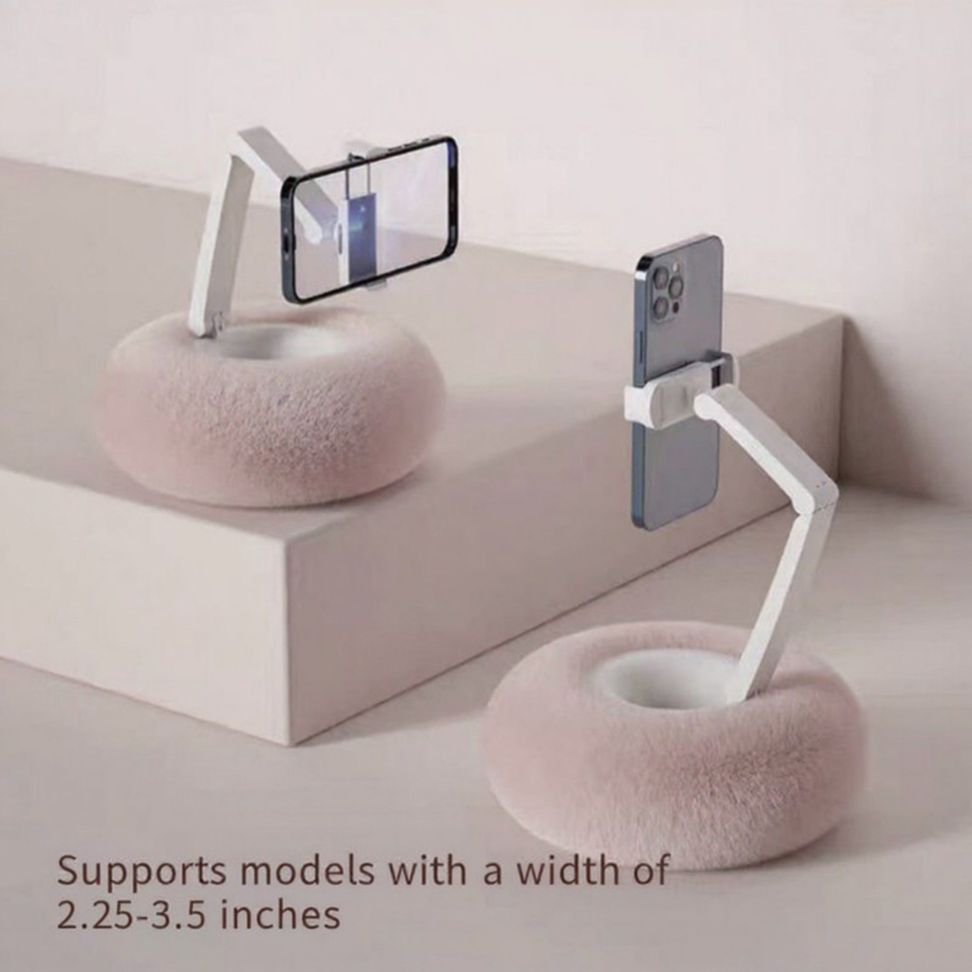Anna-Kaci Plush Weighted Phone Stand with Adjustable Folding Holder for Hands-Free Viewing and Device Support