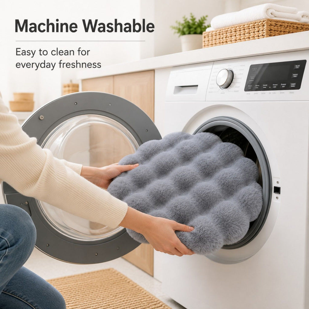 Bubble Plush Pet Mat for Cats and Small Dogs with Cushioned Wavy Fill Non-Slip Bottom Machine-Washable Design