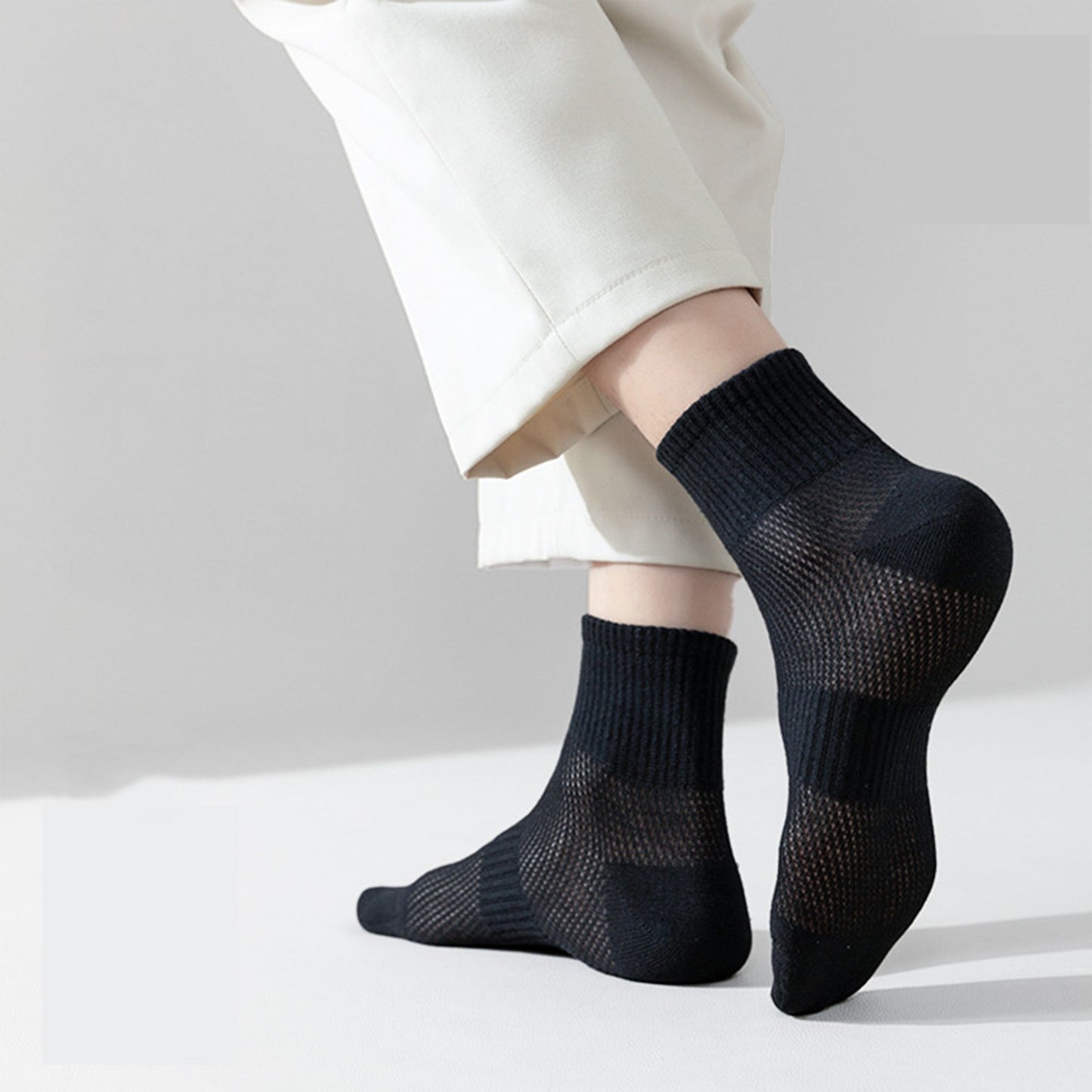 Anna-Kaci Womens Lightweight Breathable Ankle Socks 5-Pack Cushioned Sole Mesh Texture Soft Stretch Comfort Fit