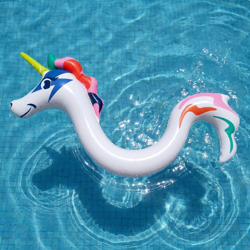 Kids Inflatable Unicorn Pool Float with Rainbow Mane and Tail