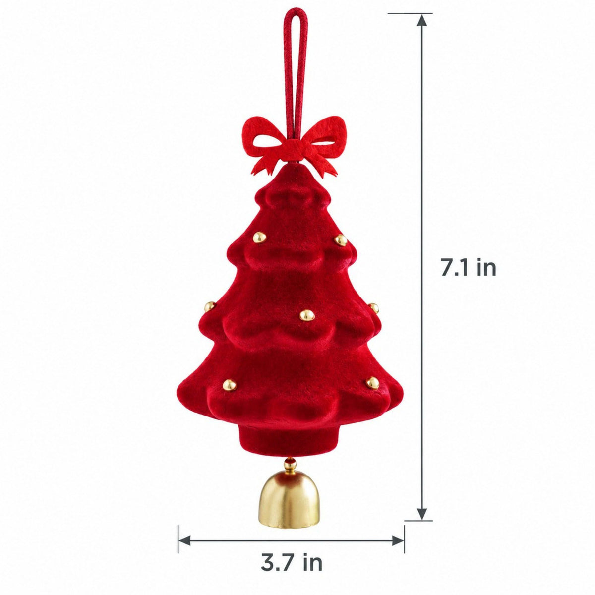 3 Pack Christmas Tree Ornaments with Bow and Bell Hanging Holiday Decorations