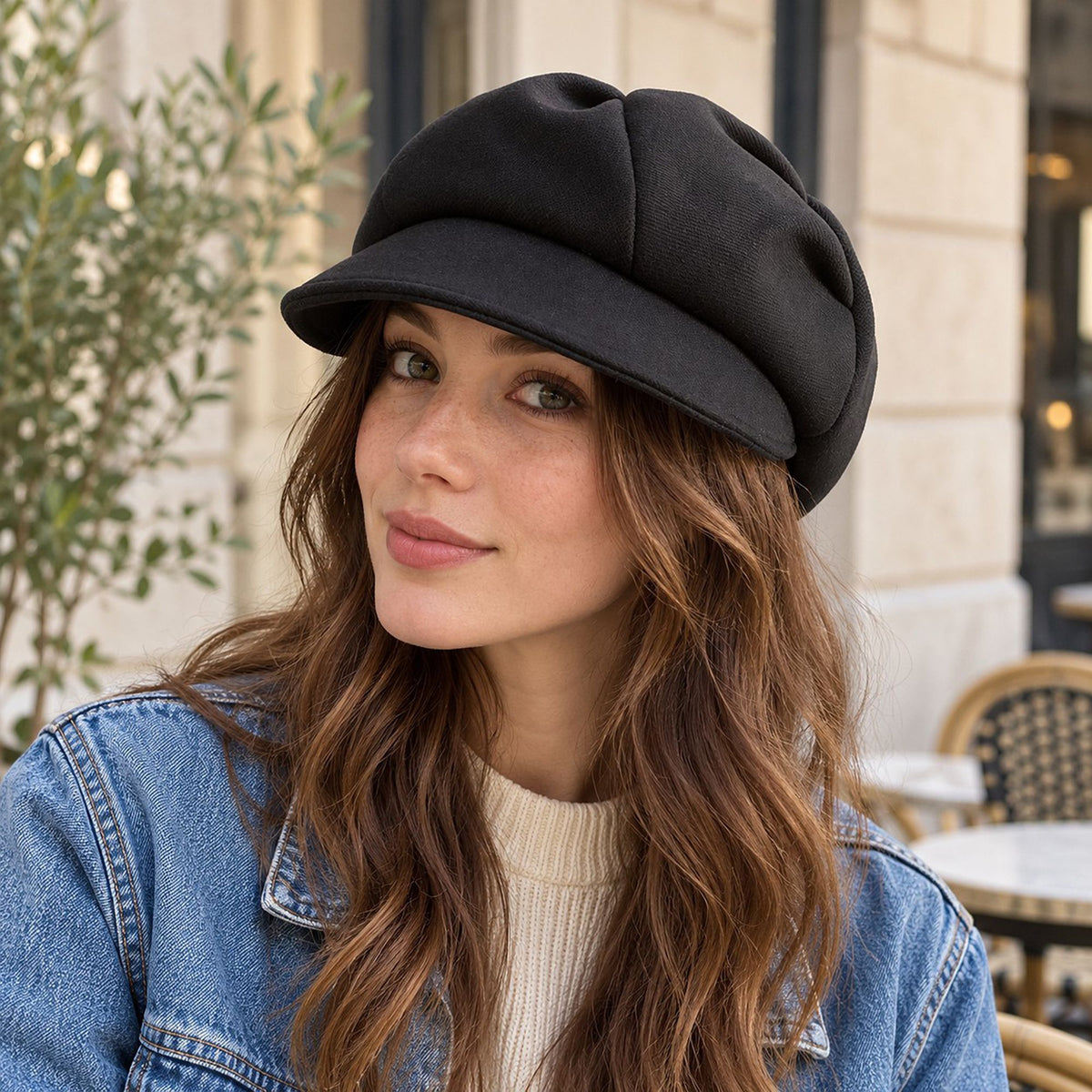 Textured Newsboy Cap with Rounded Panel Crown