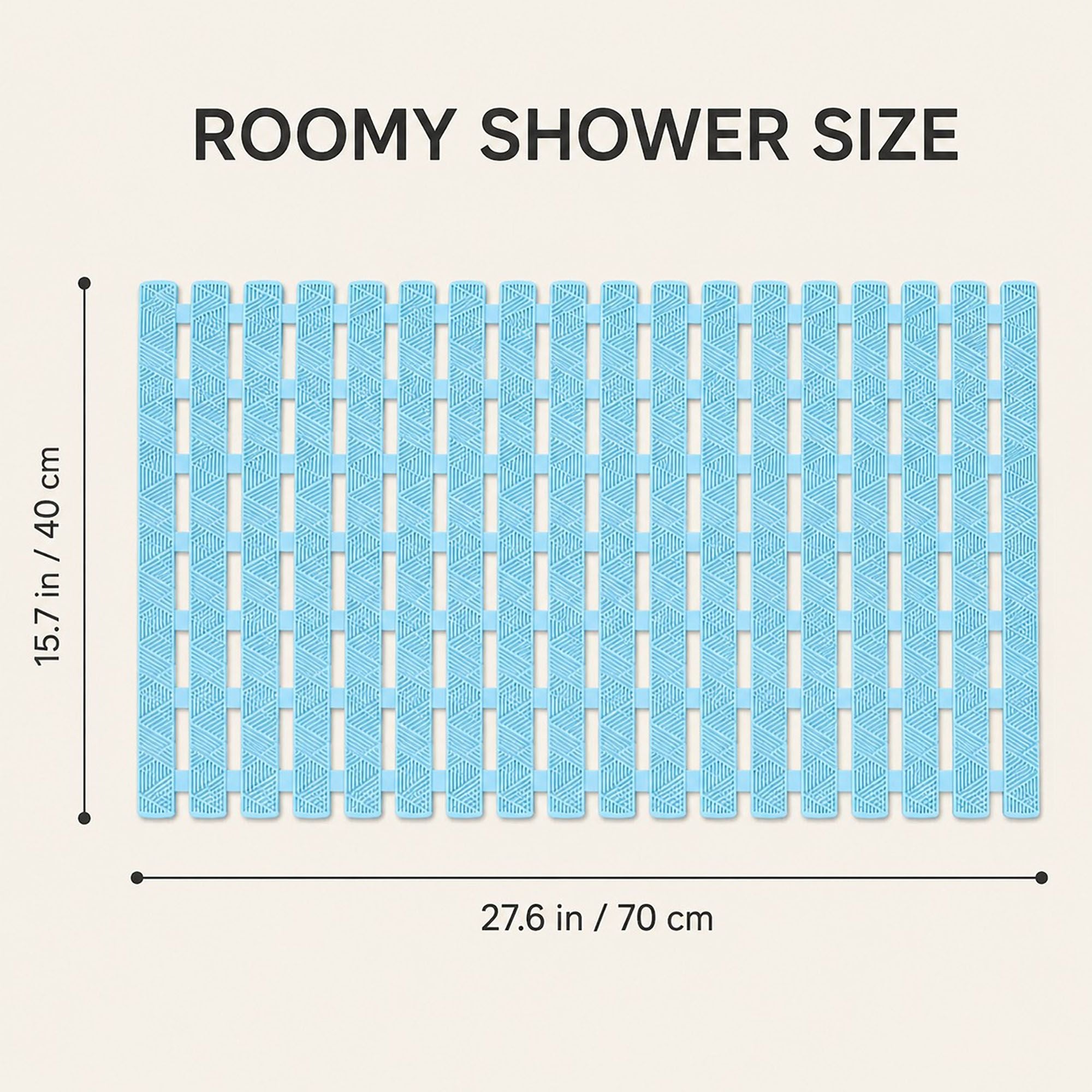 Slatted Nonslip Shower Mat Quick Drain Bath Mat 15.7 x 27.6 Inches