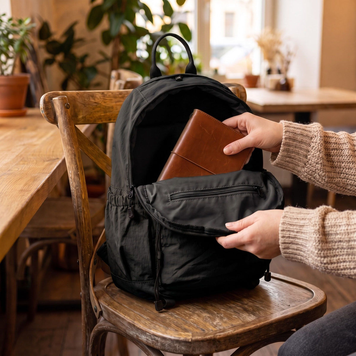 Lightweight Backpack with Multiple Zip Pockets and Side Pockets
