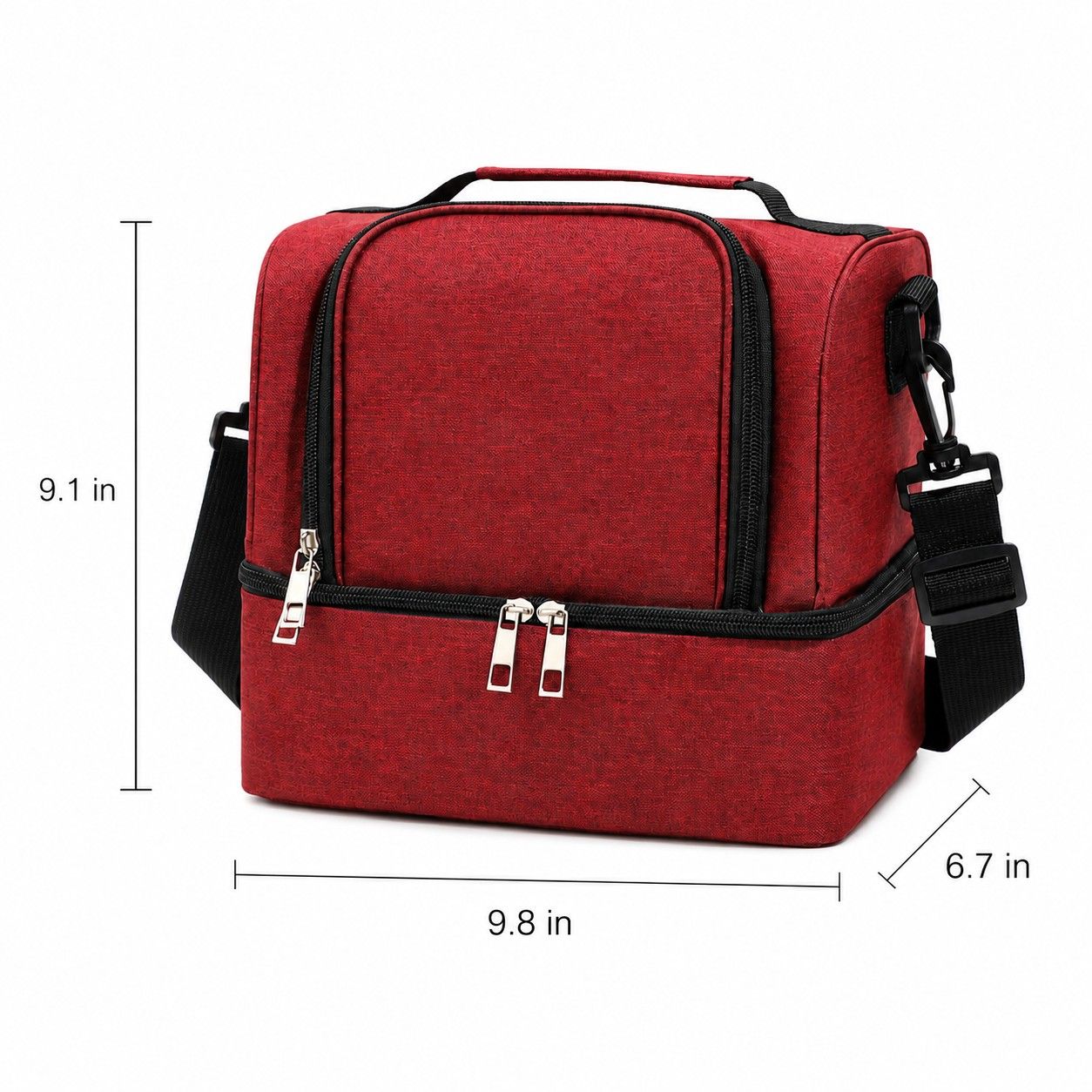 Dual Compartment Insulated Lunch Bag with Adjustable Shoulder Strap
