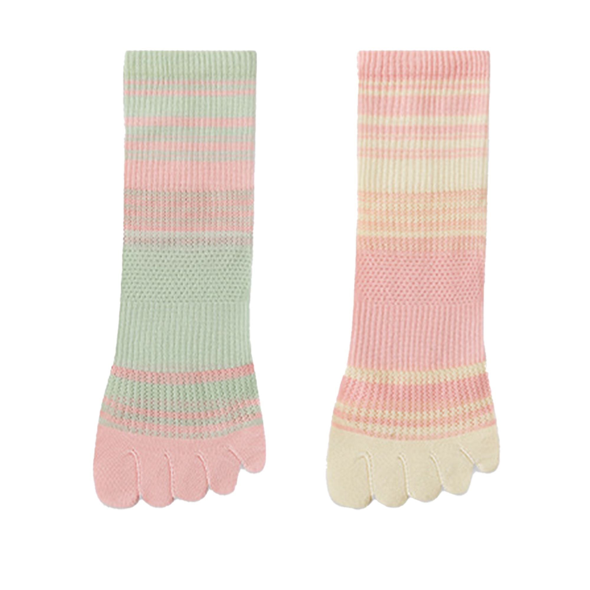Anna-Kaci 2 Pairs Women's Breathable Five-Toe Socks with Arch Support and Anti-Odor Lycra Stretch for Casual or Active Wear