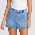 Low Rise Denim Mini Skirt with Pocket Detail