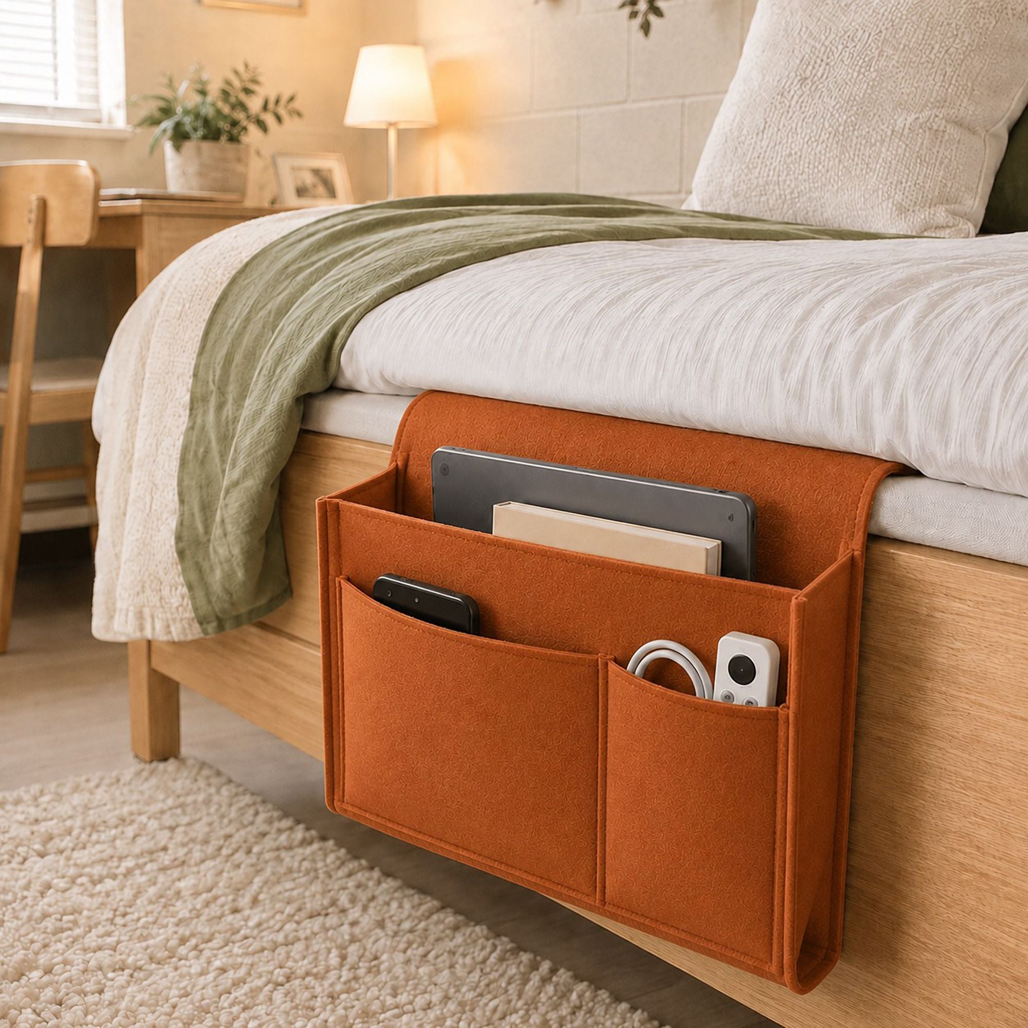 Sofa Armrest Organizer with Multiple Pockets Couch Remote Control Storage Caddy