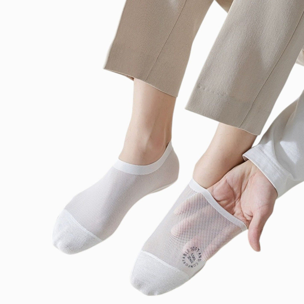 Anna-Kaci Men's No-Show Mesh Socks with Non-Slip Silicone Heel Grip and Breathable Low-Cut Design 3-Pack