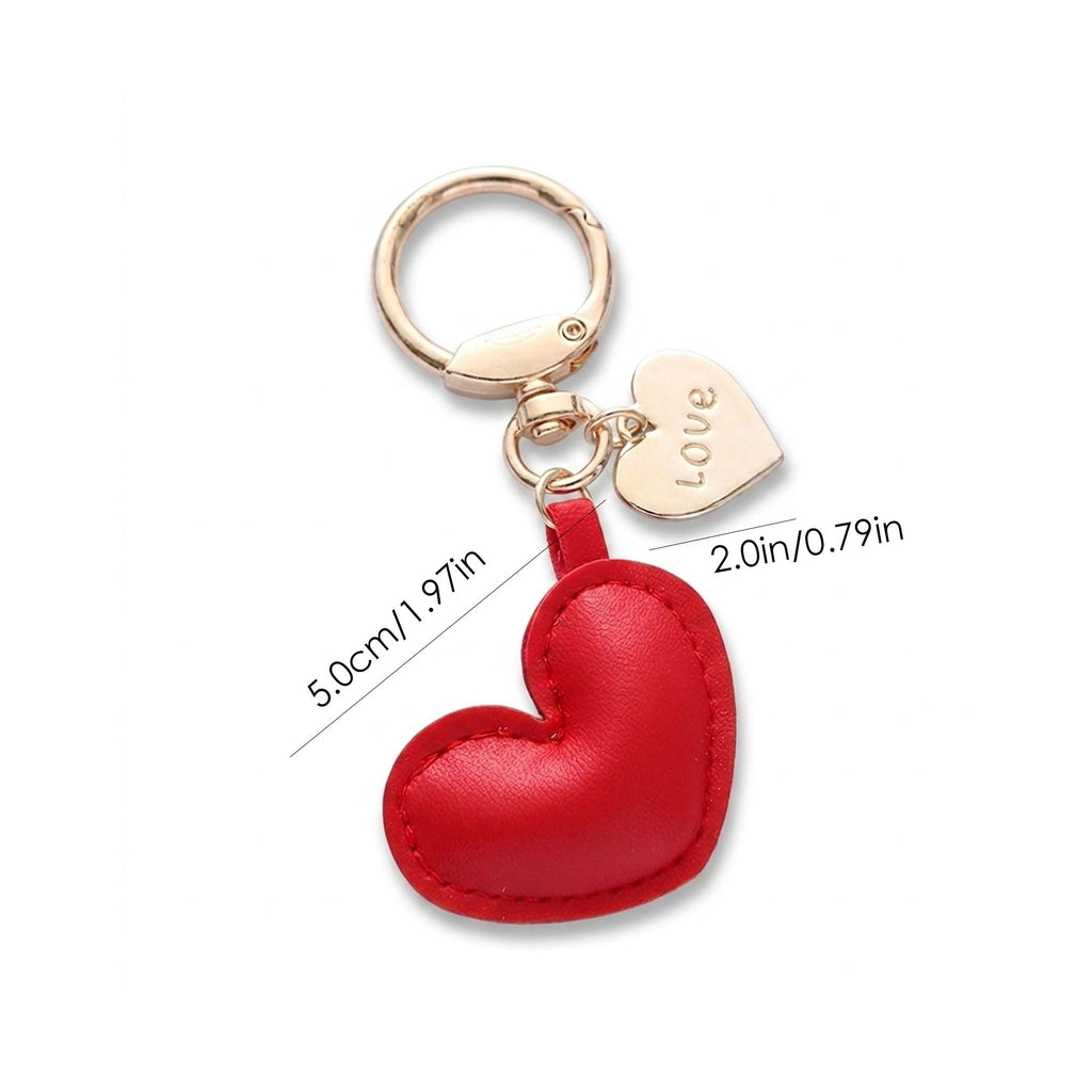 3 Pack Heart Keychains with Love Charm and Gold Tone Ring Clip