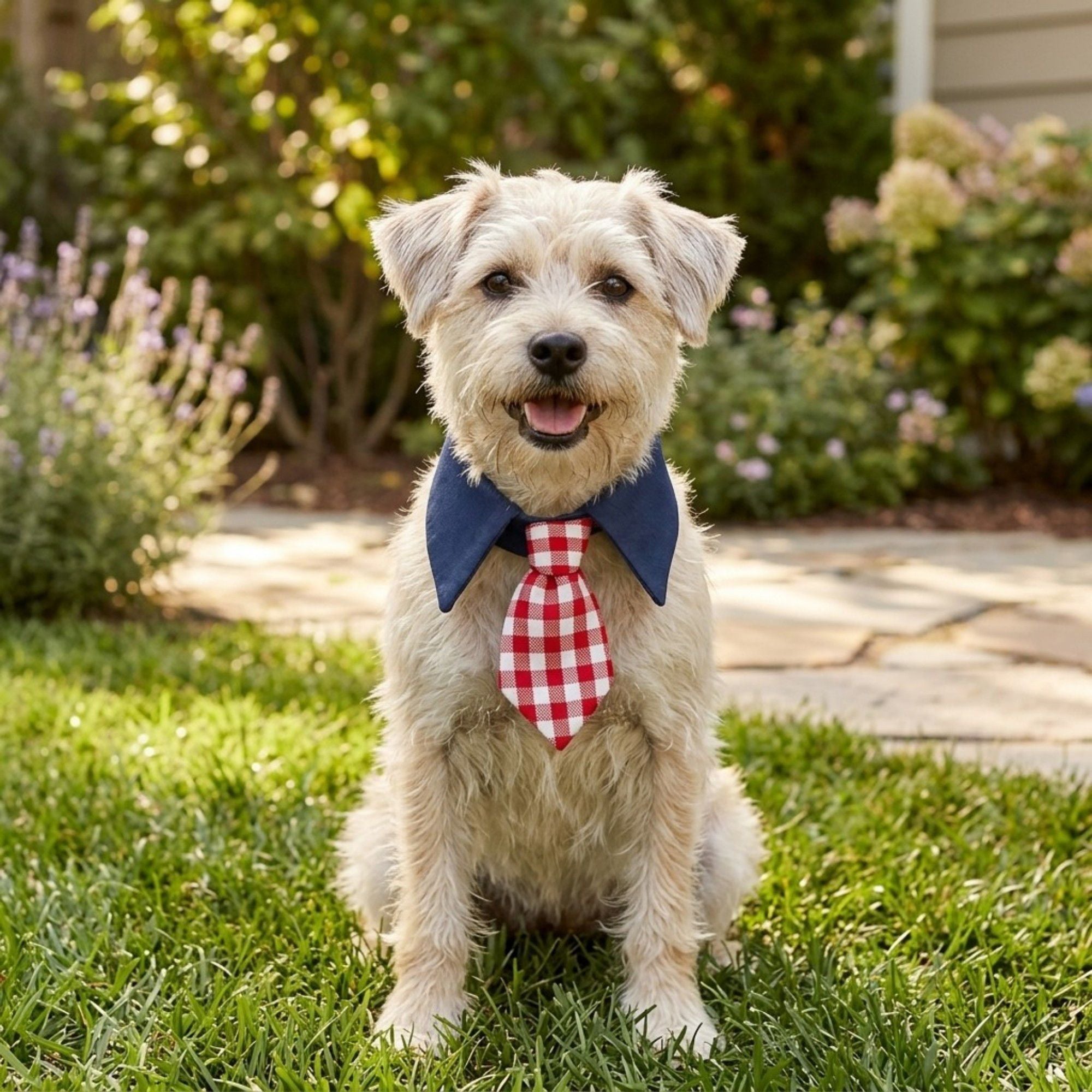 Plaid Pet Necktie Collar, Soft Cotton Gentleman Style Gingham Tie for Small Medium Dogs Cats