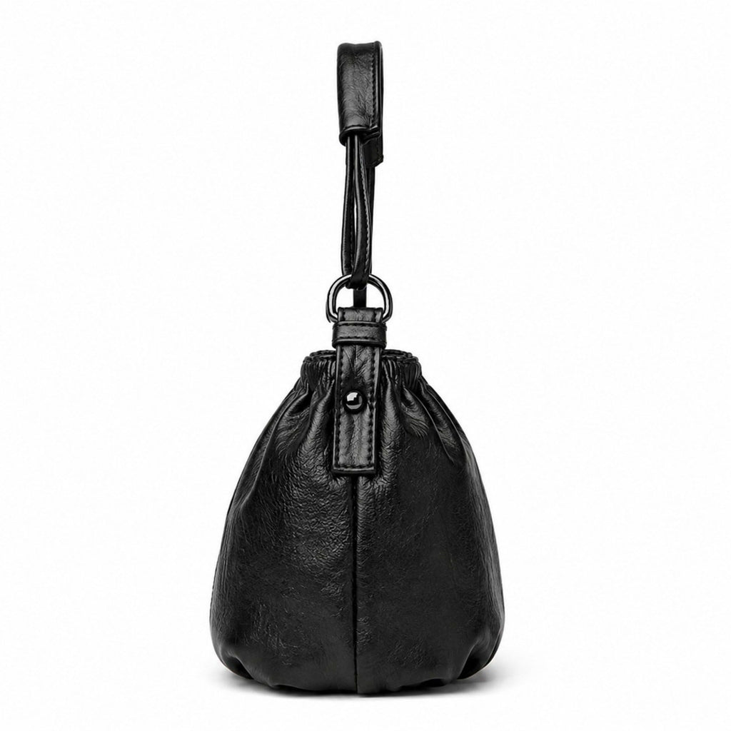 Soft Ruched Faux Leather Shoulder & Crossbody Bag