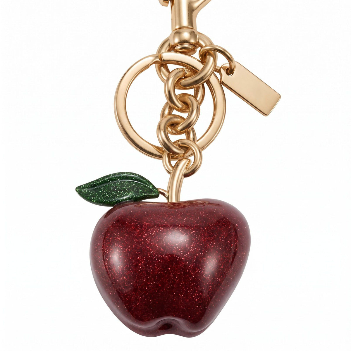 Glitter Apple Bag Charm Keychain with Lobster Clasp