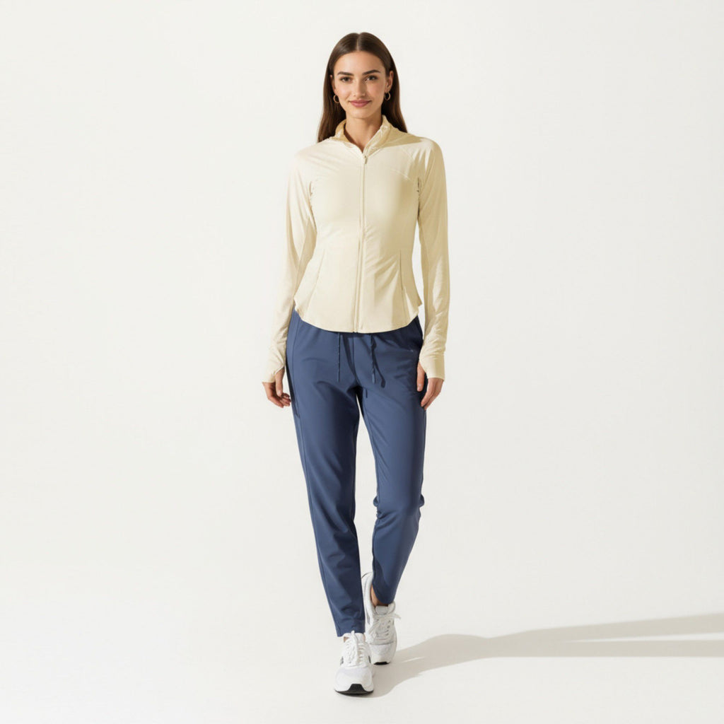 Anna-Kaci Active Women's Full Zip Long Sleeve Active Jacket with Fitted Silhouette and High Neck