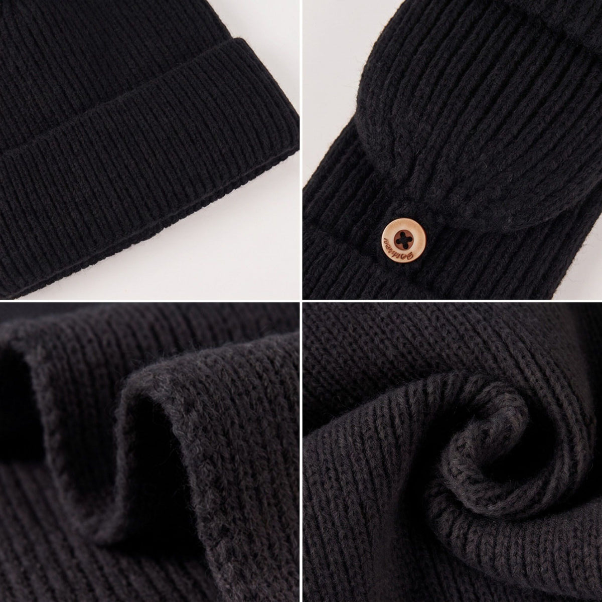 3 Piece Beanie Scarf and Convertible Fingerless Gloves Winter Set