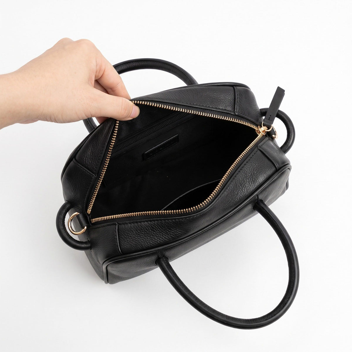 Structured Top Handle Handbag with Zipper Closure and Double Handles