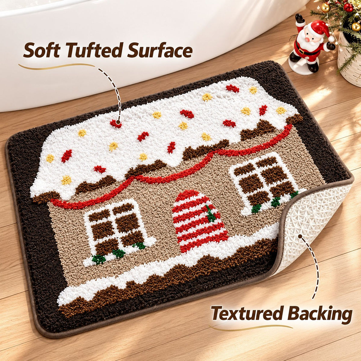 Christmas Character Tufted Bath Rug with Nonslip Backing 15.7 x 23.6 in