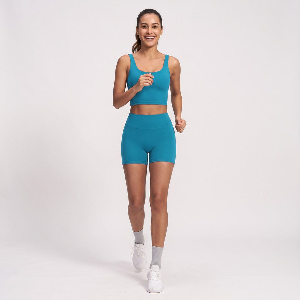High Waist Biker Shorts Fitted Mid Thigh Athletic Bottoms for Yoga Running Gym Training