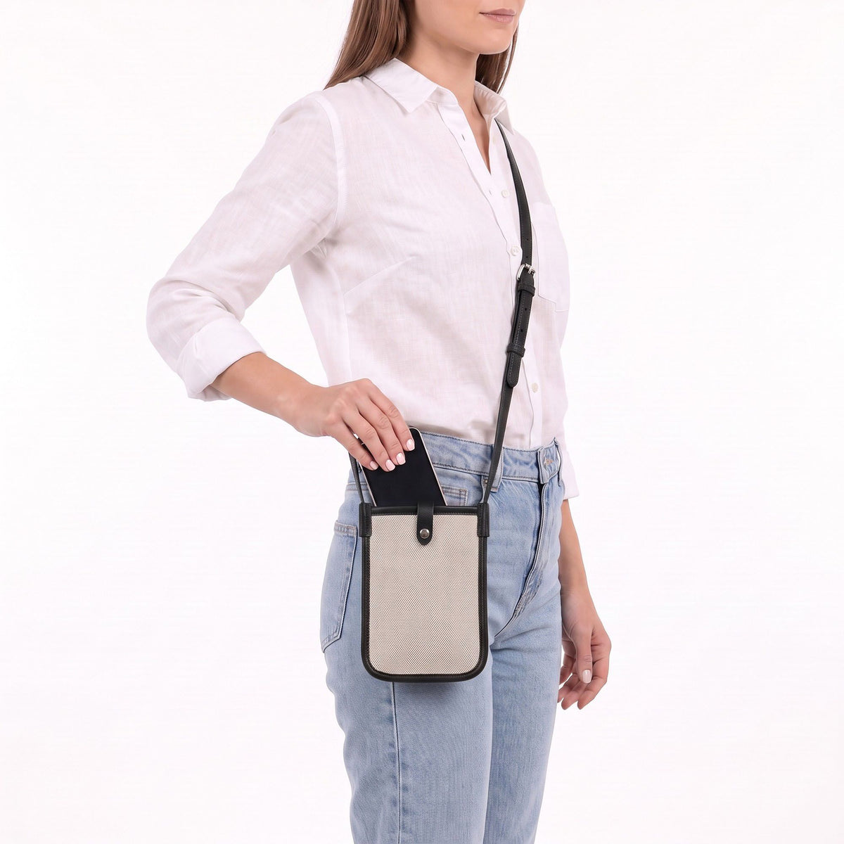 Mini Crossbody Phone Bag with Adjustable Strap and Snap Closure