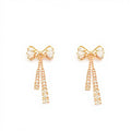 Elegant Bow Drop Earrings with Sparkling Tapered Accents and Delicate Dangling Strands for a Refined Feminine Statement Look