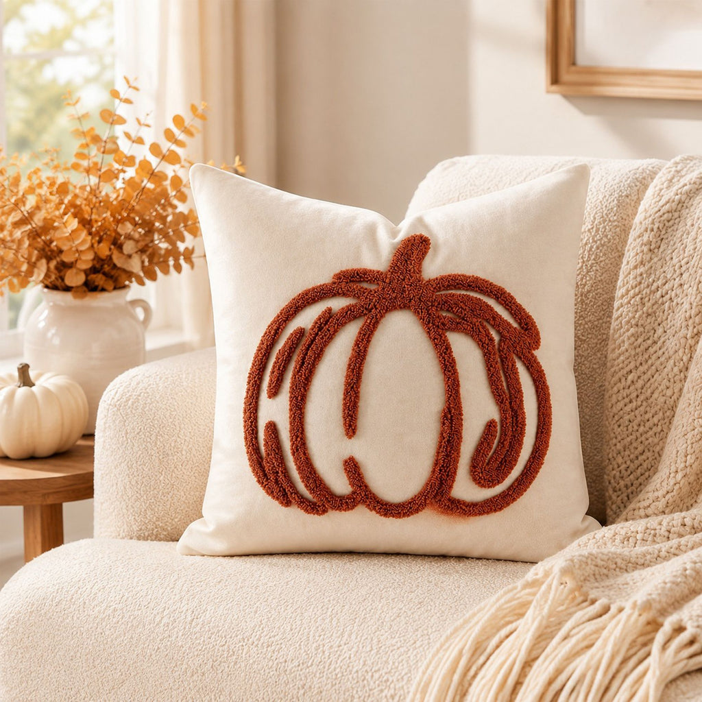 Tufted Pumpkin Throw Pillow Cover for Couch Bed and Chair