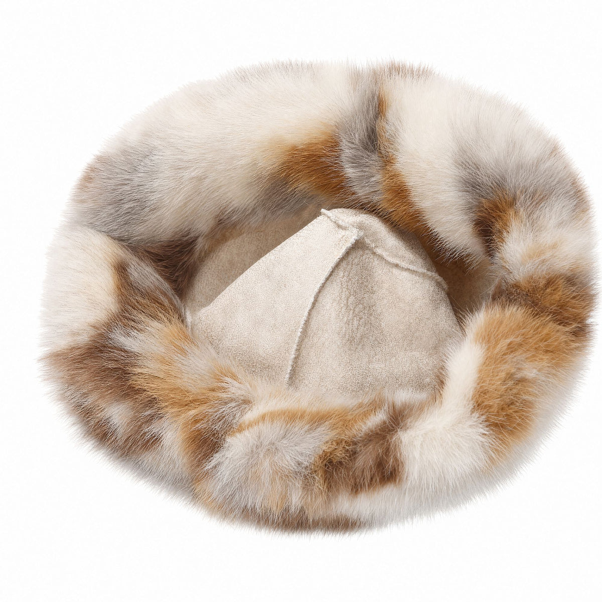 Faux Fur Bucket Hat Plush Fuzzy Colorblock Winter Hat