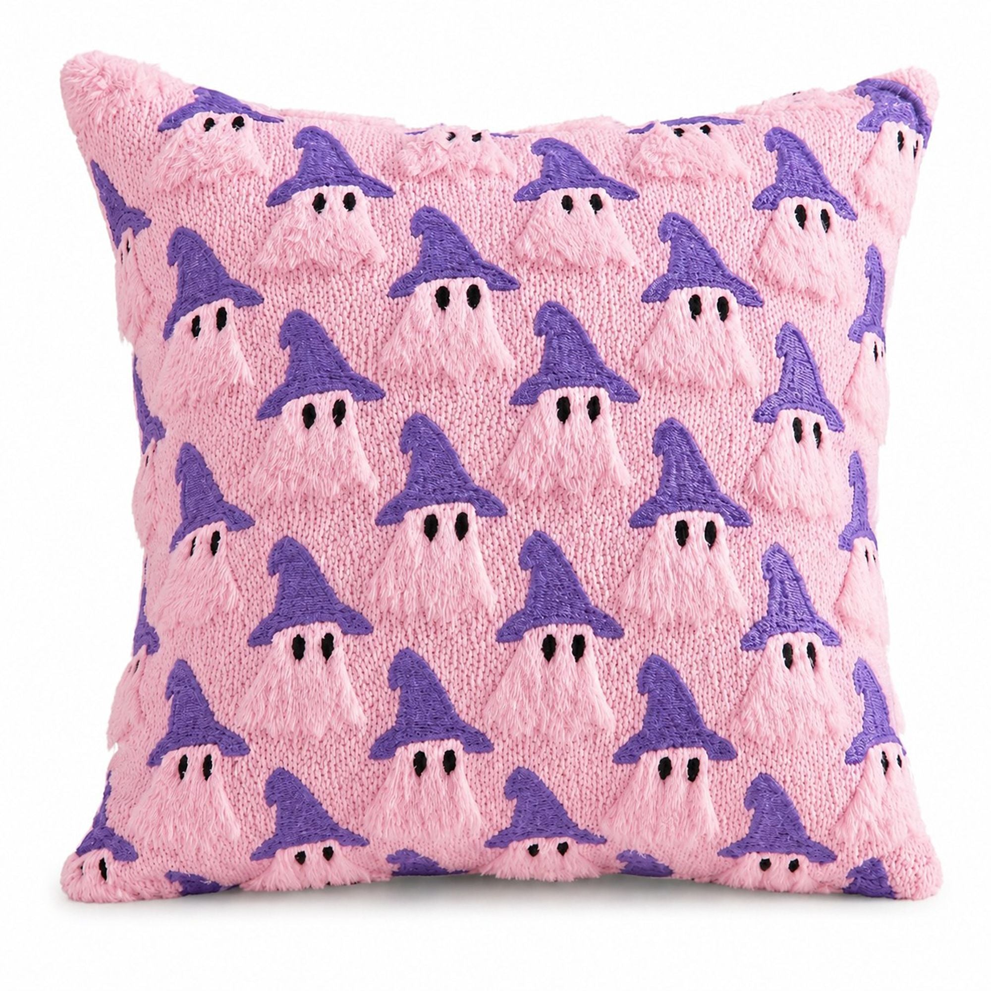 Funda de cojín para sofá, cama y silla con fantasma de bruja de Halloween, con mechones