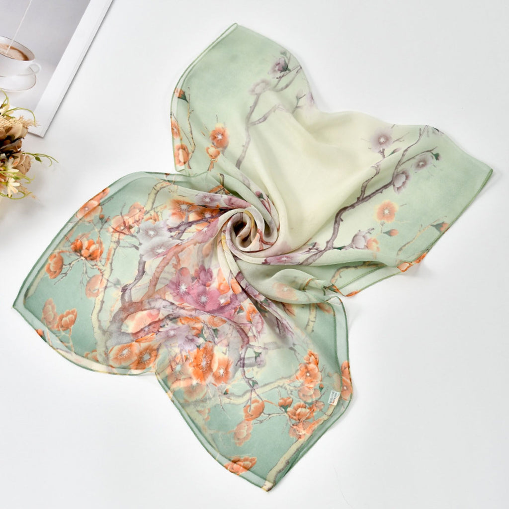 Floral Print Chiffon Scarf Lightweight Sheer Beach Shawl Wrap 63¡Á19.5 Inches