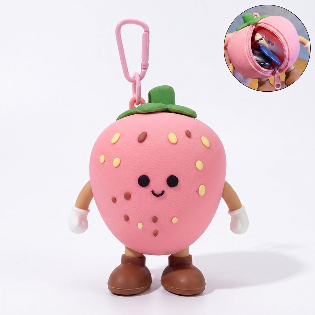 2-Piece Womens Pouch Bag Charm with Hanging Clip and Zipper Closure